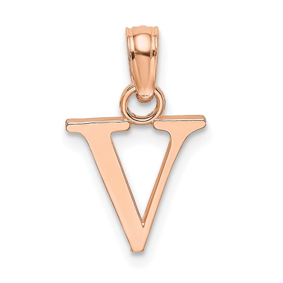 Jewelry by Sweet Pea 14K Rose Gold Polished Block Letter V Initial Pendant
