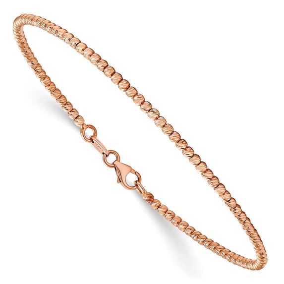 14K Rose Gold Polished D/C Beaded Bracelet