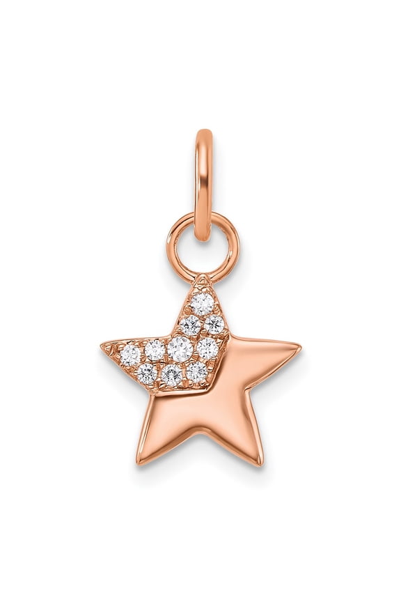 14K Rose Gold Polished 1/10 CT Diamond Star Pendant
