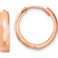thumbnail image 1 of 14K Rose Gold Polished Faceted 3X15mm Hinged Hoop Earrings (14.45 X 14.45) Made In Turkey tm815r, 1 of 5