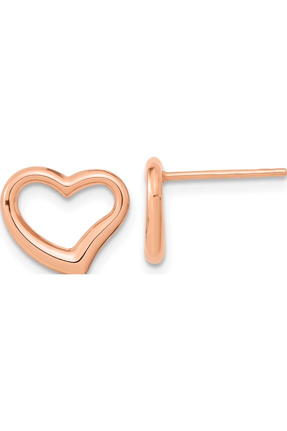 14K Rose Gold Polished Open Wavy Heart Post Earrings