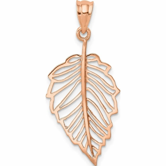 14K Rose Gold Polished Leaf Pendant Made In United States -Jewelry By Sweet Pea