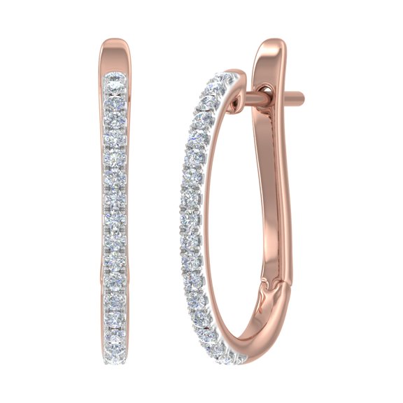 14K Rose Gold Prong Set Diamond Hoop Earrings (SI1-SI2 Clarity, 0.40 Carat)