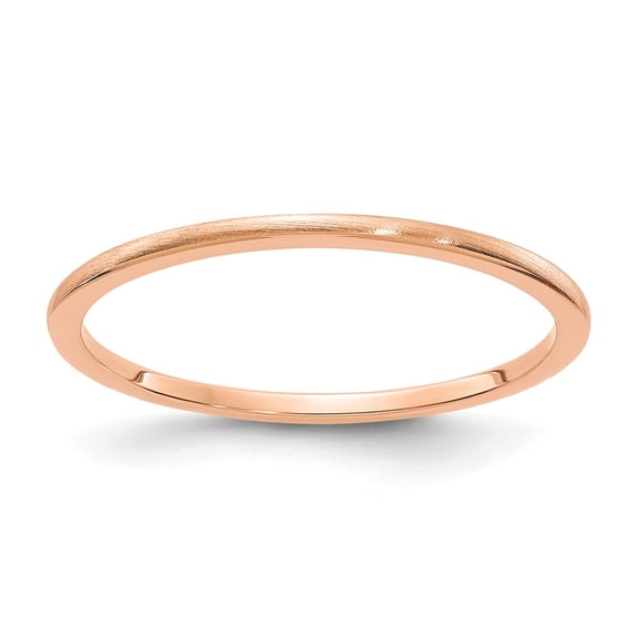 14K Rose Gold Ring Band 1.2mm Half Round Satin Stackable