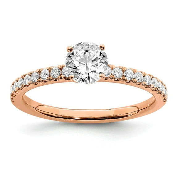 14K Rose Gold Ring Band Diamond, Lab Grown Round Diamond SI1 SI2, G H I, Engagement