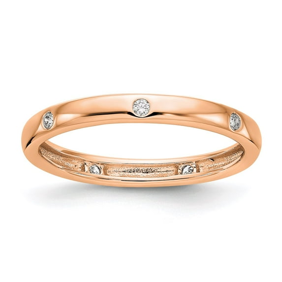 14K Rose Gold Ring Band Eternity Diamond Round 1 10CT Polished Bezel Set , Size 6