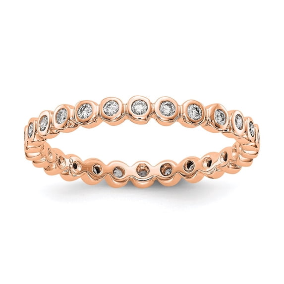 14K Rose Gold Ring Band Eternity Diamond Round Polished 1 3ct Bezel Set , Size 5