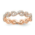 thumbnail image 1 of 14K Rose Gold Ring Band Eternity Diamond Round Polished Infinity Shared U Prong Size 7, 1 of 4