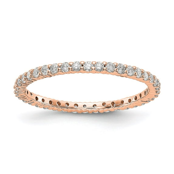 14K Rose Gold Ring Band Eternity Diamond Round Polished Shared Prong 1 2ct , Size 7