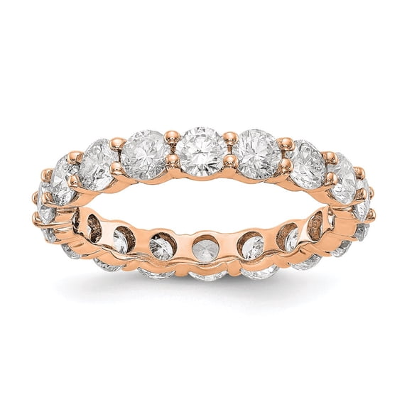 14K Rose Gold Ring Band Eternity Diamond Round Polished Shared Prong 3ct , Size 5