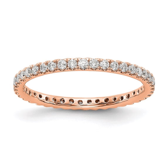 14K Rose Gold Ring Band Eternity Diamond Round Polished U Shared Prong 1 2ct