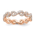 thumbnail image 1 of 14K Rose Gold Ring Band Eternity Polished Infinity Shared U Prong Size 4 Diamond , Size 9, 1 of 4