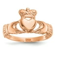 thumbnail image 1 of 14K Rose Gold Ring Band Themed Open Back Polished Claddagh, 1 of 4