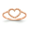 thumbnail image 1 of 14K Rose Gold Ring Band Themed Polished & Textured Heart, Size 7, 1 of 5