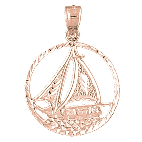 14K Rose Gold Sailboat Pendant - 28 mm