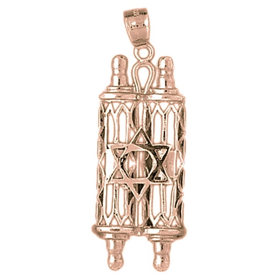 14K Rose Gold Scroll Pendant - 39 mm