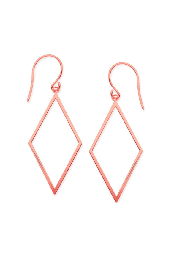14K Rose Gold Shiny Drop Triangle Earrings