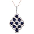 thumbnail image 1 of AFFY 14K Rose Gold Simulated Blue Sapphire & White Cubic Zirconia Cluster Pendant Necklace, 1 of 1