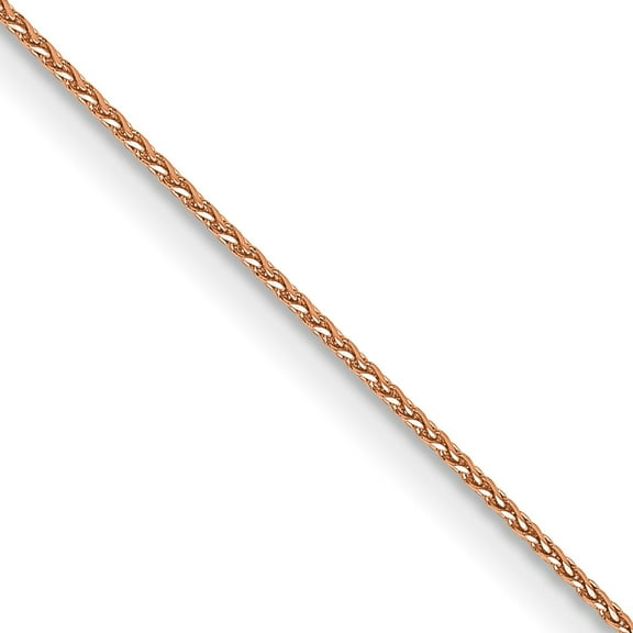 14K Rose Gold Spiga Wheat Chain Necklace 16 inch .85 mm Diamond-cut with Lobster Clasp 0.85