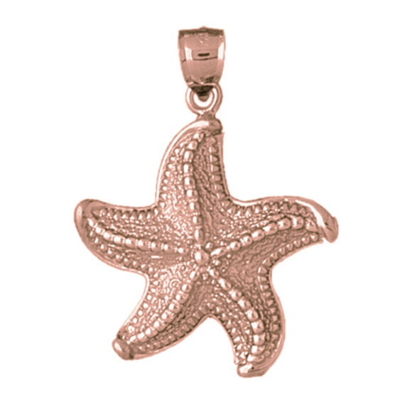 14K Rose Gold Starfish Pendant - 40 mm