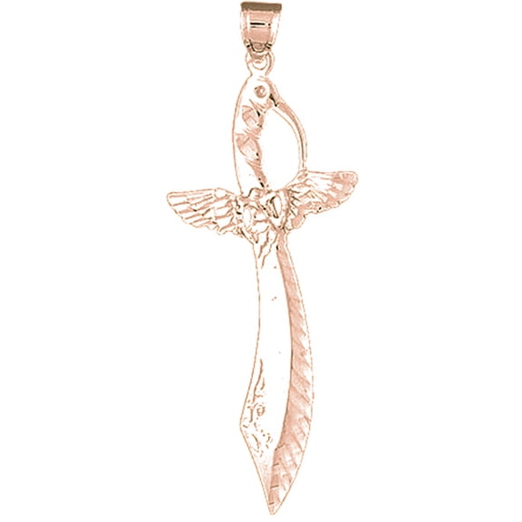 14K Rose Gold Sword Pendant - 65 mm