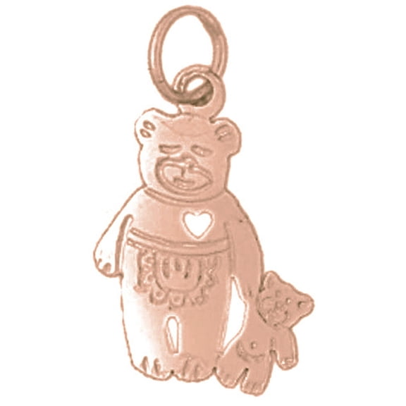 14K Rose Gold Teddy Bear Pendant - 21 mm