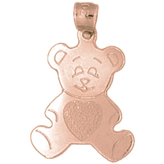 14K Rose Gold Teddy Bear Pendant - 22 mm