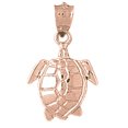 thumbnail image 1 of 14K Rose Gold Turtles Pendant - 24 mm, 1 of 3