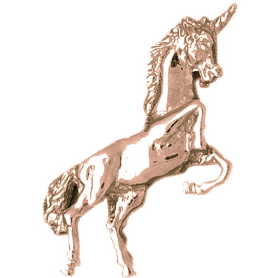 14K Rose Gold Unicorn Pendant - 38 mm