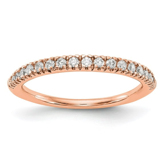 14K Rose Gold Wedding Diamond Round Ring Band, Size 7