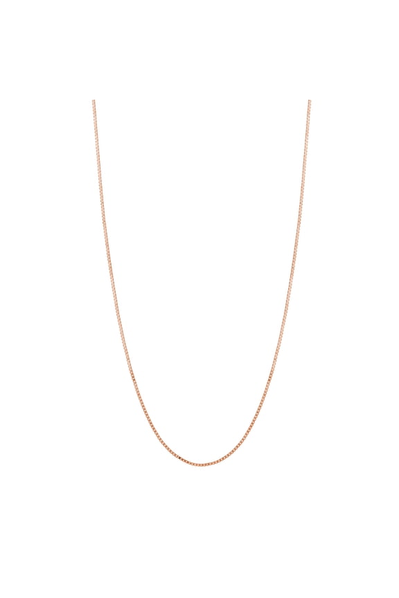 14K Rose Gold Women's 18" 0.66mm Box Chain Necklace with 050 Gauge and Lobster Lock Quality Tag