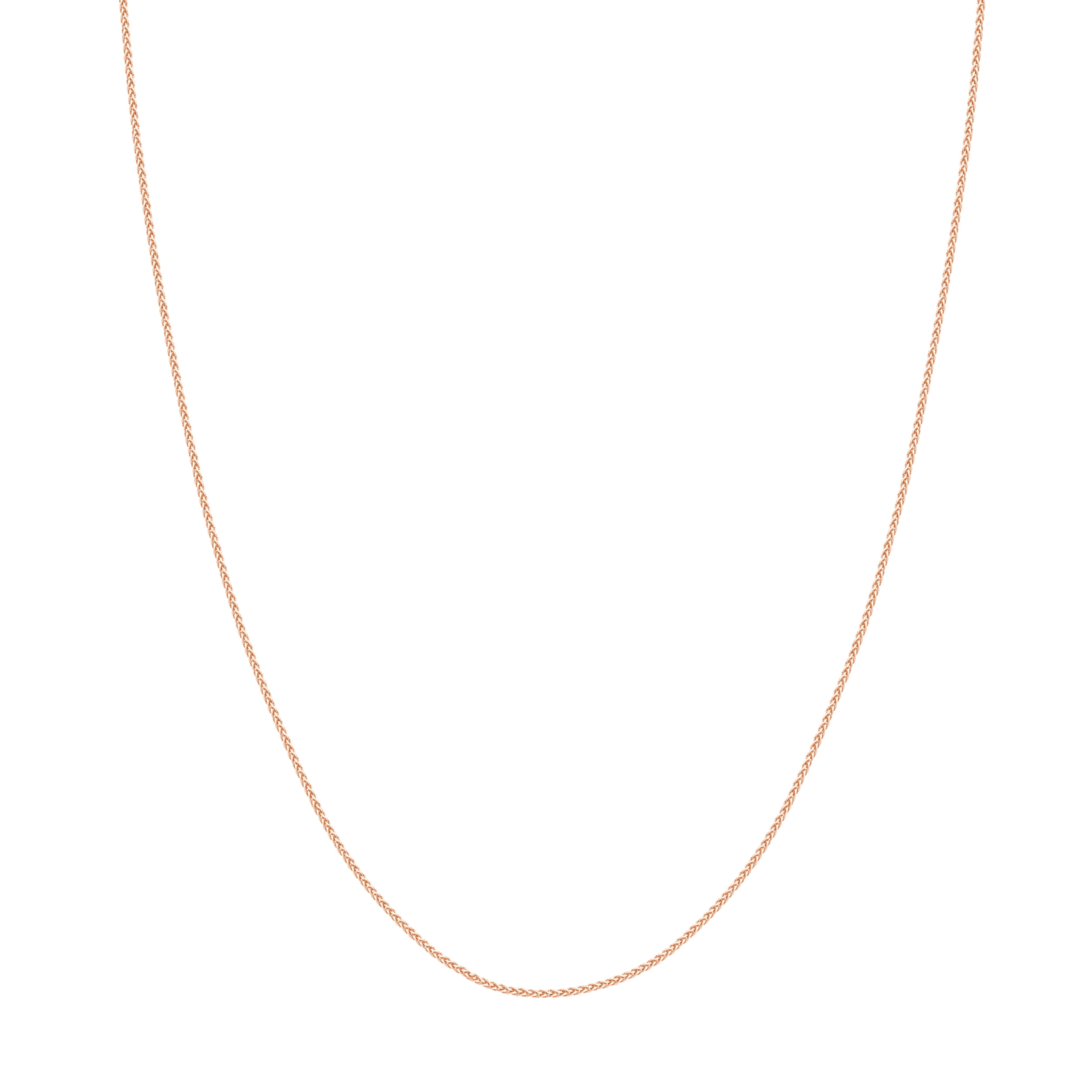 14K Rose Gold Women's 18" 1.05mm Round Wheat Chain Necklace