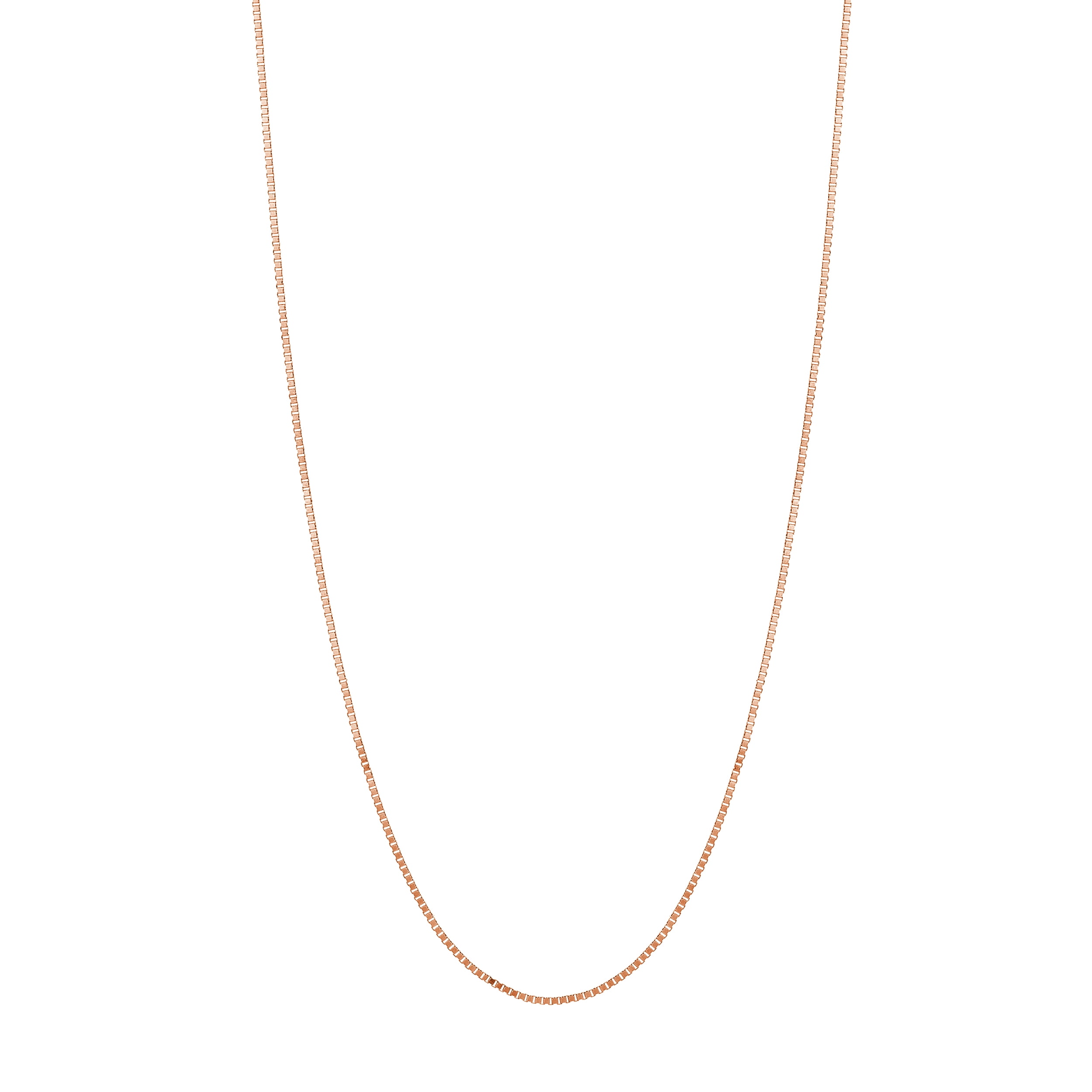 14K Rose Gold Women's 20" 0.66mm Box Chain Necklace with 050 Gauge and Lobster Lock Quality Tag