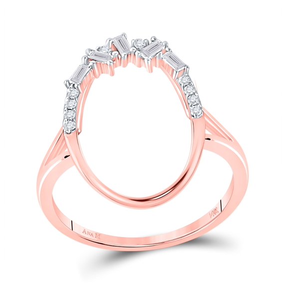 14K Rose Gold Womens Round Diamond Oval Ring 1/6 Cttw, Womens Size: 5-10
