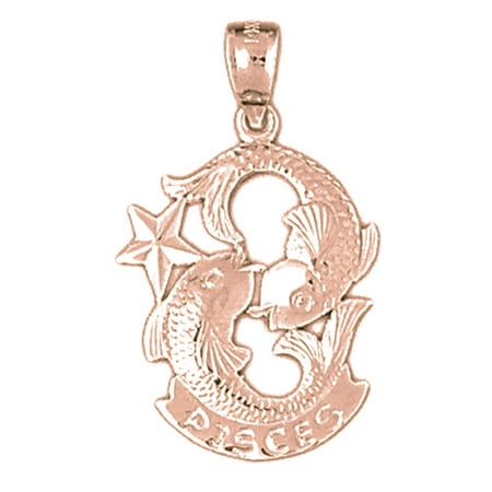 14K Rose Gold Zodiac - Pisces Pendant - 19 mm