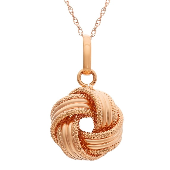 14K Rose Gold love knot pendant