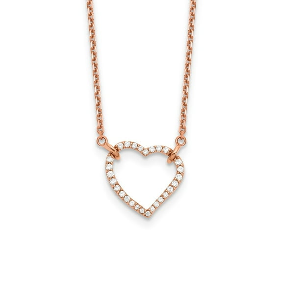 14K Rose Gold necklace Cable Diamond Themed Diamond, Lab Grown Round 18 in 14.86 mm