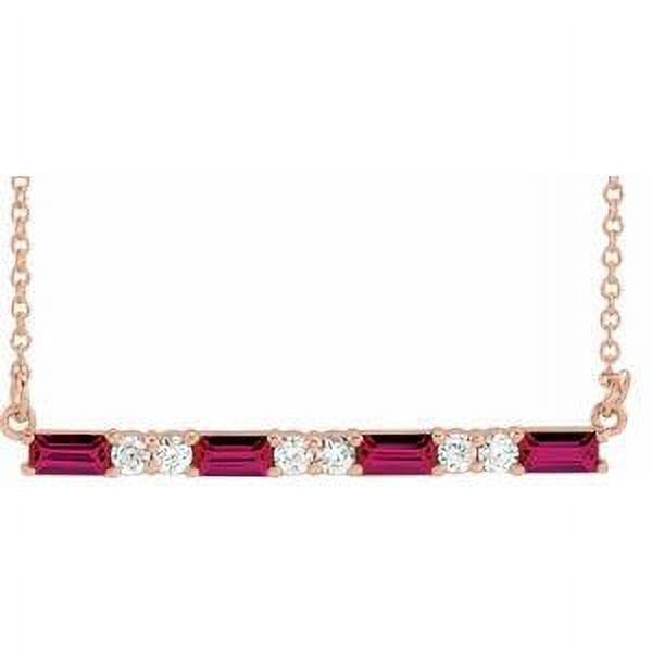 14K Rose LabGrown Ruby & 1/6 CTW Natural Diamond Bar 1618" Necklace