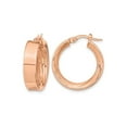 thumbnail image 1 of 14K Rose Pink Gold Polished and Textured Hoop Earrings (5.5mm thick) for Women, 1 of 5