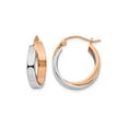 thumbnail image 1 of 14K Rose Pink and White Gold Polished Oval Hoop Earrings, 1 of 5