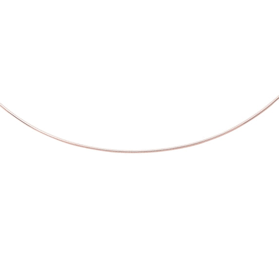 14K Rose Solid Gold Round Omega 1.5mm Chain 17" long Snake Necklace with Screw-Off-Lock