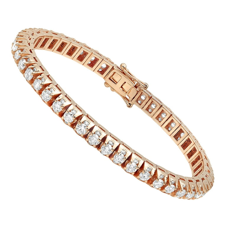 14K Rose, White or Yellow Gold Diamond Tennis Bracelet For Men and