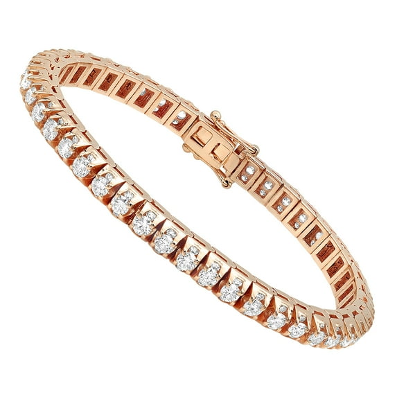 14K Rose, White or Yellow Gold Diamond Tennis Bracelet For Men and Women 15.5ctw (Rose Gold)