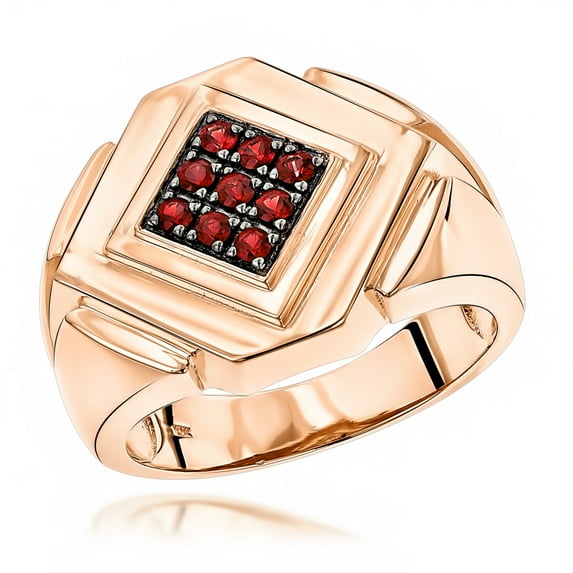 14K Rose, White or Yellow Gold Ruby Mens Ring 0.25 Ctw