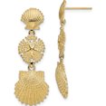 thumbnail image 1 of 14K Yellow Gold Enchanting, Handcrafted Polished 36.9 Mm 13.4 Scallop, Sand Dollar,,Scallop Dangle Earrings, 1 of 4