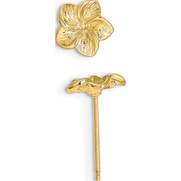Jewelry by Sweet Pea 14K Yellow Gold Textured Plumeria Flower Post Earrings