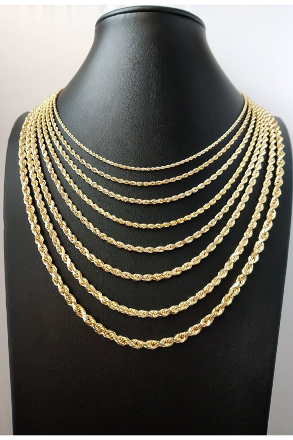 14K SOLID Gold Rope Chain, Gold Rope Chain Necklace 2mm-5mm 16-26 inches, Heavy Fully Solid 14K Gold Rope Chain, 14K Gold Chain, Men Women (Width:3mm; Necklace length:16;)