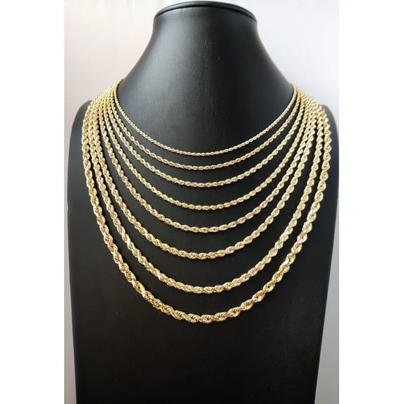 14K SOLID Gold Rope Chain, Gold Rope Chain Necklace 2mm-5mm 16-26 inches, Heavy Fully Solid 14K Gold Rope Chain, 14K Gold Chain, Men Women (Width:5mm; Necklace length:20;)