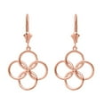 thumbnail image 1 of 14K SOLID ROSE GOLD LUCKY QUATREFOIL FOUR CIRCLE PETALS DROP EARRING SET, 1 of 1