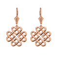 thumbnail image 1 of 14K SOLID ROSE GOLD WOVEN CELTIC HEARTS DROP EARRING SET, 1 of 1